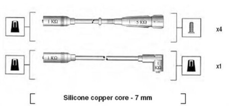 Комплект высоковольтных проводов AUDI 80 1.6(DT/DTA/JV)84-91 [94 MAGNETI MARELLI MSK529