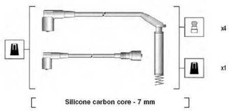 Комплект высоковольтных проводов OPEL ASTRA 1,4 91-; CORSA 1,2/1 MAGNETI MARELLI MSK669 (фото 1)