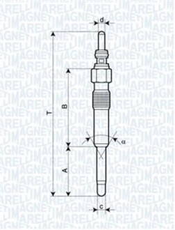 Свеча накала FORD, ALFA, VOYAGER [062900006304] MAGNETI MARELLI UC14A