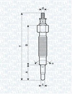 Свеча накала FORD MAVERICK NISSAN SERENA, TERRANO, CARGO, VANETTE [062900037304] MAGNETI MARELLI UC36A (фото 1)