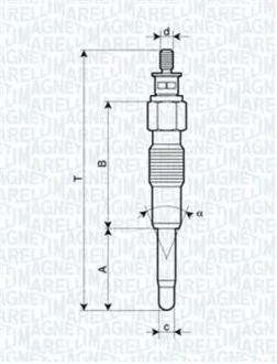 Свеча накала CITROEN JUMPER, RELAY FIAT DUCATO IVECO DAILY RENAULT MASTER II [062900040304] MAGNETI MARELLI UC37A (фото 1)