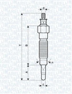 Свеча накала KIA PREGIO MITSUBISHI LANCER V, GALANT, PAJERO 02- [062900064304] MAGNETI MARELLI UC47A