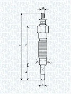 Свеча накала KIA PREGIO MITSUBISHI LANCER V, GALANT, PAJERO 02- [062900064304] MAGNETI MARELLI UC47A