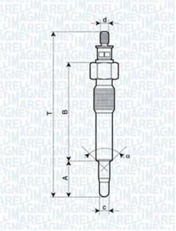 GLOW PLUG LANCIA, OPEL, PEUGEOT, RENAULT [062583202304] MAGNETI MARELLI UC9A (фото 1)