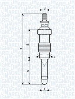 Свеча накала MERCEDES, LANCIA, HONDA, FORD [062587001304] MAGNETI MARELLI UX14A