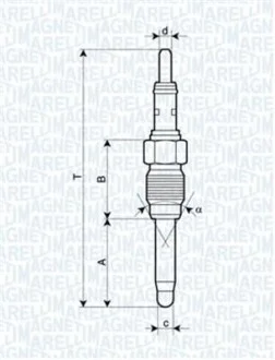 Свеча накала FIAT Brava 1.9JTD, Marea. MAGNETI MARELLI UX28A