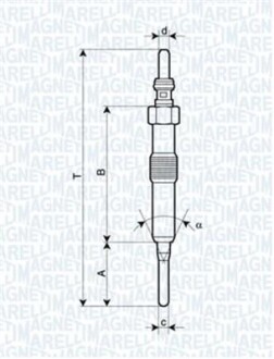 Свеча накала RENAULT Kangoo 1,5dCi 09-, DACIA Logan 1,5dCi 10-, NISSAN MAGNETI MARELLI UY18A (фото 1)