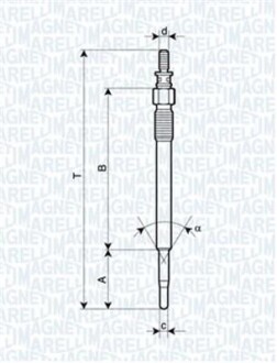 Свеча накала CITROEN C1,C2,C3,C4,C5,XSARA FORD FIESTA V,FUSION,FOCUS II MAZDA 2 PEUGEOT 107,206,307,407,1007 [062900022304] MAGNETI MARELLI UY1A