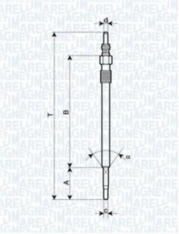 Свічка розжарювання AR156 1.9-2.4JTD MAGNETI MARELLI UY3A