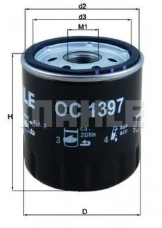 Фильтр масляный Mahle Citroen, Fiat, Jeep, Peugeot "15>> MAHLE / KNECHT OC1397