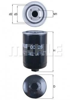 Фильтр масляный (TRUCK) (Knecht-Mahle) MAHLE / KNECHT OC26 (фото 1)