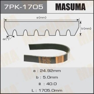 Ремінь поліклінової MASUMA 7PK1705 (фото 1)