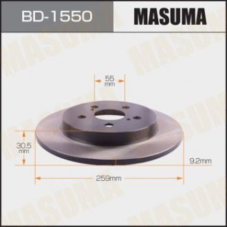 Диск гальмівний задній Toyota Prius (09-15) (Кратно 2 шт) MASUMA BD1550 (фото 1)