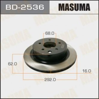 Диск тормозной задний Nissan Primera, X-Trail (02-07) (Кратно 2 шт) MASUMA BD2536 (фото 1)