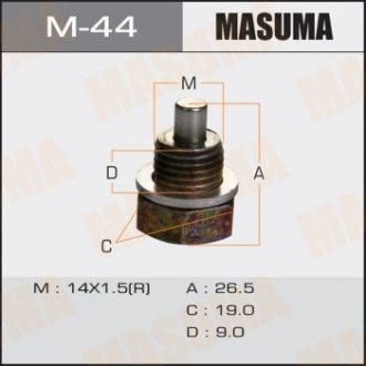 Болт маслосливной магнитный (с шайбой) MASUMA M-44 (фото 1)