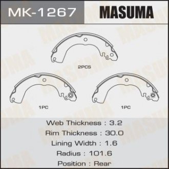 Колодка тормозная барабанная MASUMA MK1267