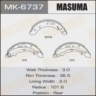 Колодка тормозная барабанная MASUMA MK6737