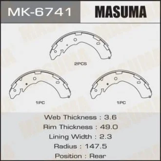 Колодка тормозная барабанная MASUMA MK6741