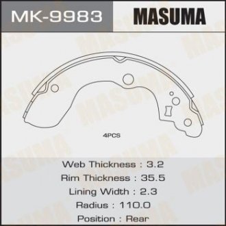 Колодка тормозная барабанная MASUMA MK9983 (фото 1)