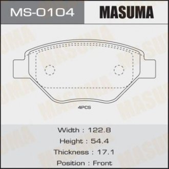 Колодки тормозные AN-4592K, P68031 передн RENAULT MEGANE II MASUMA MS0104 (фото 1)