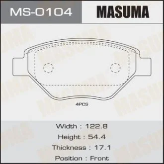 Фото колодки гальмівні (MS-0104) MASUMA MS0104 Колодки гальмівні (MS-0104) MASUMA MS0104