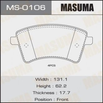 Колодки тормозные передн MERCEDES-BENZ 109 CDI (415.601, 415.603, 415.605), 108 MASUMA MS0106