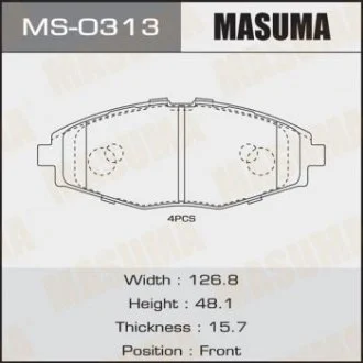 Фото колодки гальмівні (MS-0313) MASUMA MS0313 Колодки гальмівні (MS-0313) MASUMA MS0313