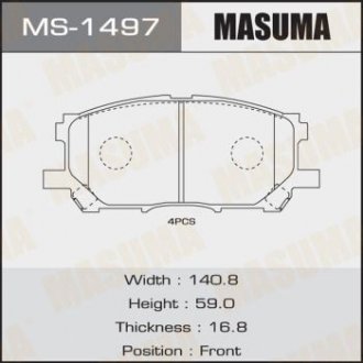 Колодка тормозная передняя Lexus RX 300, 330, 350 (04-08) MASUMA MS1497 (фото 1)