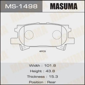 Колодка гальмівна передня Lexus RX 350 (06-08)/ Toyota Highlander (03-07) MASUMA MS1498 (фото 1)