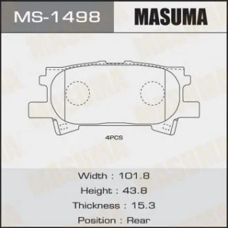 Колодка гальмівна передня Lexus RX 350 (06-08)/ Toyota Highlander (03-07) MASUMA MS1498