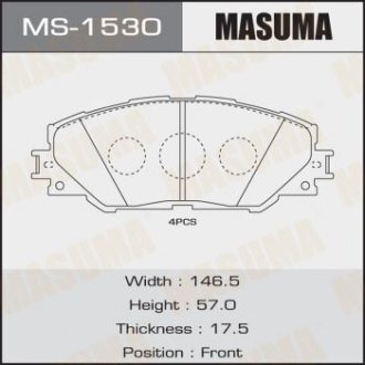 Колодка тормозная передняя Toyota Auris (10-), RAV 4 (05-16) MASUMA MS1530 (фото 1)