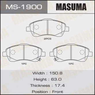 Колодка тормозная передняя Toyota Avensis (03-08) MASUMA MS1900 (фото 1)