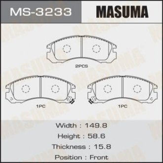 Колодка гальмівна передня Mitsubishi L200 (00-08), Lancer (08-12), Pajero Sport (-09) MASUMA MS3233 (фото 1)