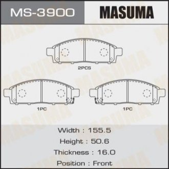 Колодка тормозная передняя Mitsubishi L200 (07-), Pajero Sport (09-15) MASUMA MS3900 (фото 1)