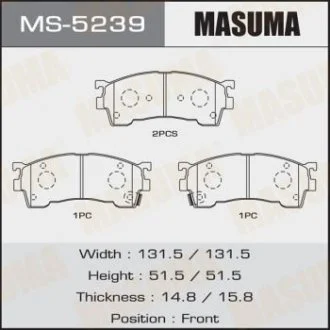 Фото колодки гальмівні передн (MS-5239) MASUMA MS5239 Колодки гальмівні передн (MS-5239) MASUMA MS5239