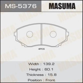Колодка тормозная передняя Mazda CX-7 (06-11), CX-9 (09-12) MASUMA MS5376 (фото 1)
