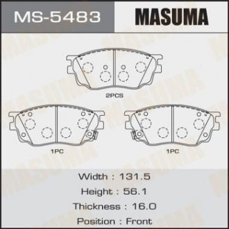Колодки тормозные передн Mazda 6 2002 - 2007 MASUMA MS5483 (фото 1)