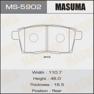 Колодка тормозная задняя Mazda CX-7 (06-11), CX-9 (08-12) MASUMA MS5902