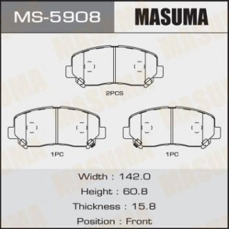 Колодка тормозная передняя Mazda CX-5 (11-) MASUMA MS5908 (фото 1)
