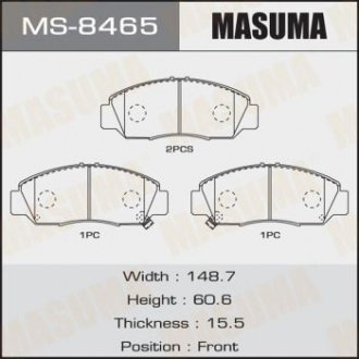 Колодка гальмівна передня Honda Accord (02-05), Civic (06-11), FR-V (05-09) MASUMA MS8465 (фото 1)
