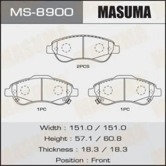 Колодка гальмівна передня Honda CR-V (07-16) MASUMA MS8900