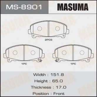 Колодка тормозная передняя Honda Accord (09-12) MASUMA MS8901