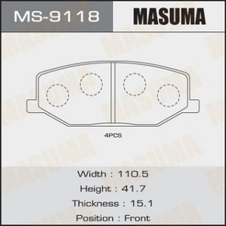 Колодка гальмівна MASUMA MS9118 (фото 1)