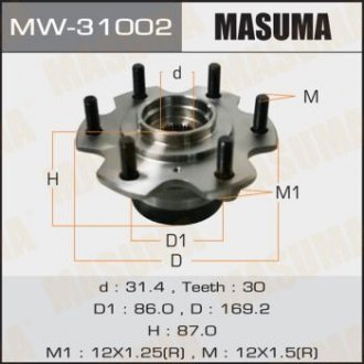 Ступиця колеса переднього у зборі з підшипником Mitsubishi Pajero (00-) MASUMA MW31002 (фото 1)