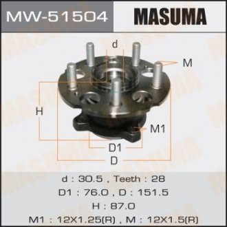 Ступица колеса задн CR-V/ RE4 (with ABS) MASUMA MW51504 (фото 1)