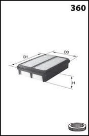 Фільтр повітря (аналогWA6280/LX848) HONDA CIVIC 1.4i 95-01, 1.5i, 1.6i 91-01, ROVER 416SI 95-00 MECAFILTER ELP3806