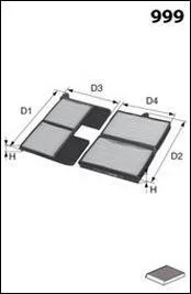 Фільтр салону (аналогWP9204/LA186/S) Toyota CARINA E(T19_)/ AVENSIS(T22_)/ PICNIC (_XM10) (-a/C) 214X150X19,5 MECAFILTER JLR7210