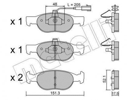 Комплект тормозных колодок, дисковый тормоз Metelli 22-0079-0 (фото 1)