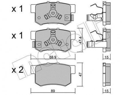 Комплект тормозных колодок, дисковый тормоз Metelli 22-0173-1