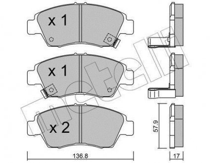 Комплект тормозных колодок, дисковый тормоз Metelli 22-0175-0
